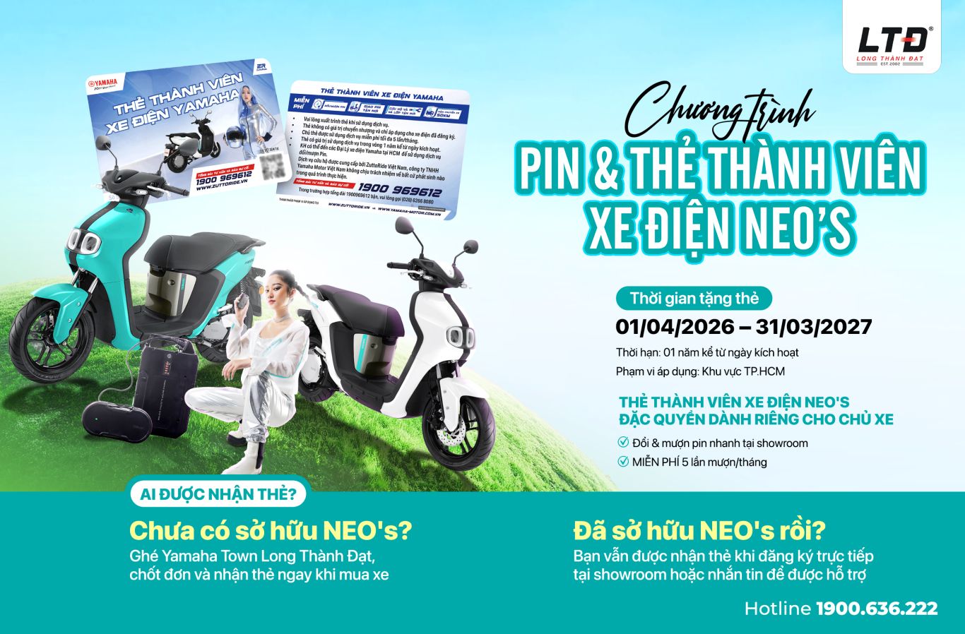 Yamaha Town Long Thành Đạt Triển khai chương trình tặng thẻ thành viên xe điện Yamaha