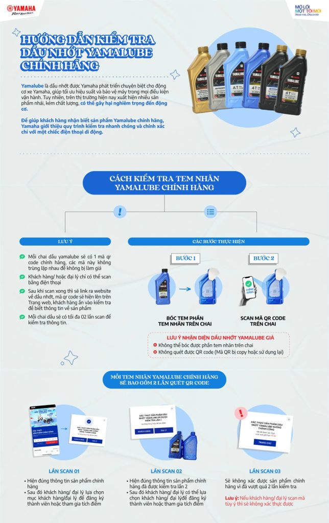 Cách kiểm tra dầu nhớt Yamalube chính hãng 