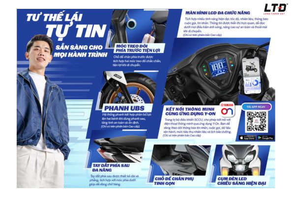 Phiên bản cao cấp của Yamaha GEAR 125 Hybrid trang bị nhiều tiện ích hiện đại 